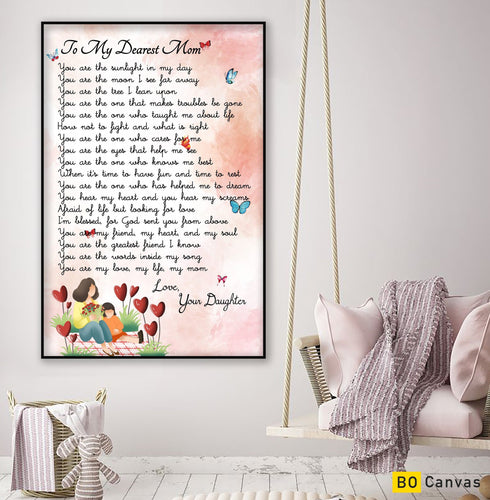 To My Dearest Mom - From Daughter - Mother's Day Framed Canvas DM002