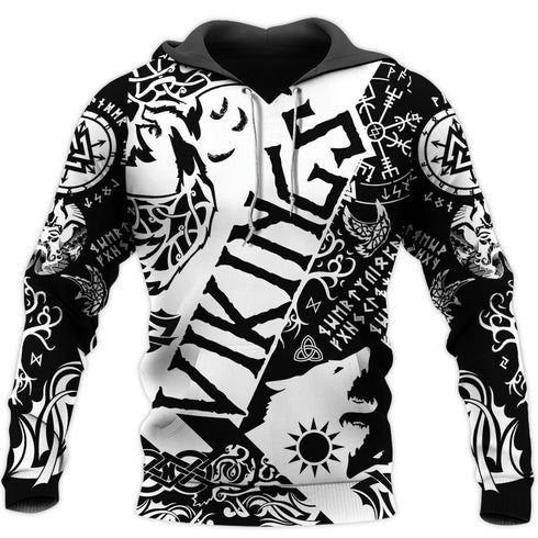 Viking Tattoo Black & White - Hoodie