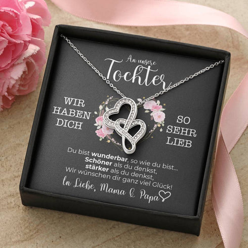 Halskette - Zwei Herzen - An meine Tochter von Mama & Papa