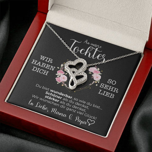 Halskette - Zwei Herzen - An meine Tochter von Mama & Papa