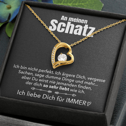 14k Weißgold Herz Halskette - An meinen Schatz