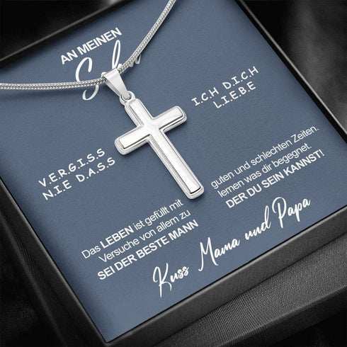 Divesart - Edelstahl-Halskette - Kuss, Mama & Papa