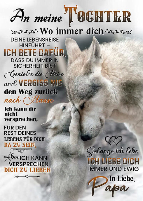 Divesart - Decke vom Vater an die Tochter - "Flauschiger kleiner Wolf"