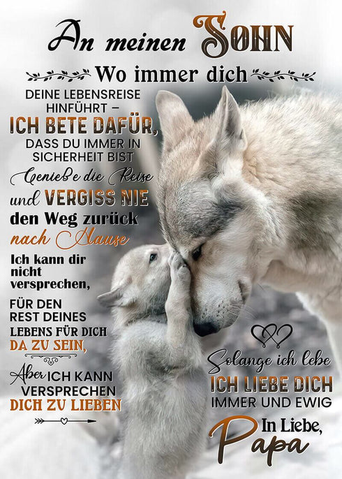 Divesart - Decke vom Vater an den Sohn - "Flauschiger kleiner Wolf"