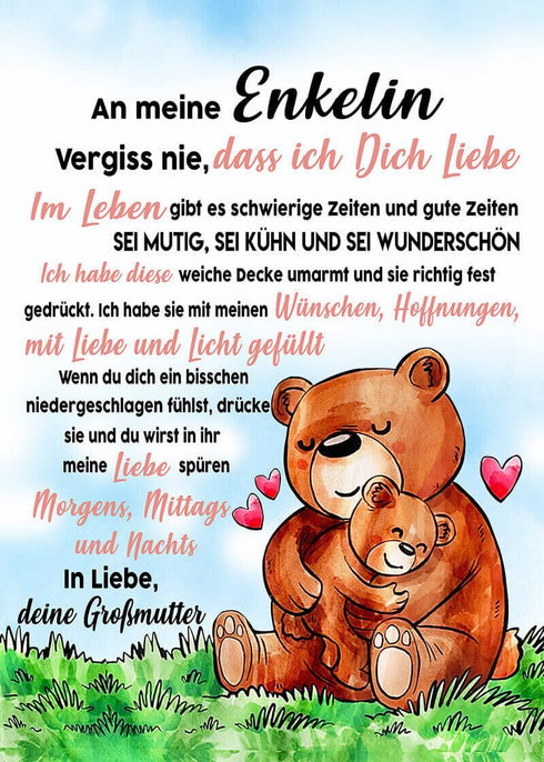 Divesart - Decke von Großmutter zu Enkelin - "Meine Liebe zu dir für immer"