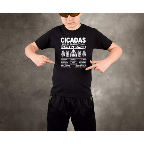 Cicadas Live In Concert Brood X 2021 Eastern Tour Concert USA Bug Insect Lover Cicada Kids Softstyle Tee
