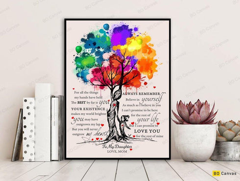 To My Daughter - From Mom - Framed Canvas Gift MD001 - DivesArt LLC