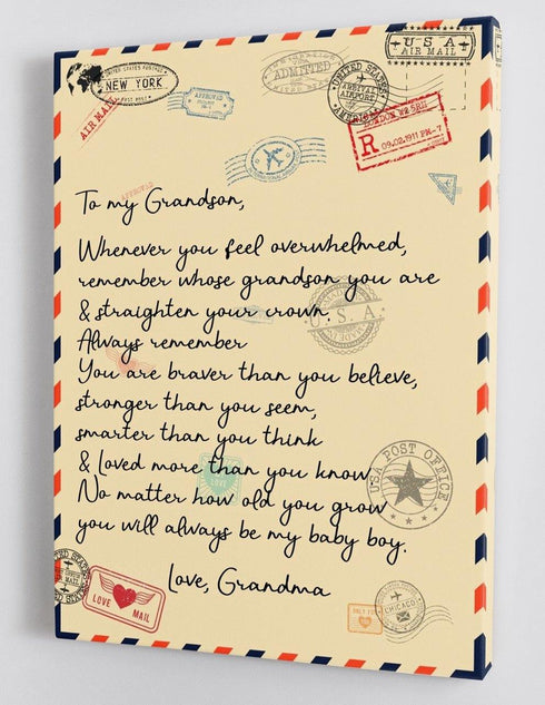To My Grandson - From Grandma - Framed Canvas Gift GMS028 - DivesArt LLC