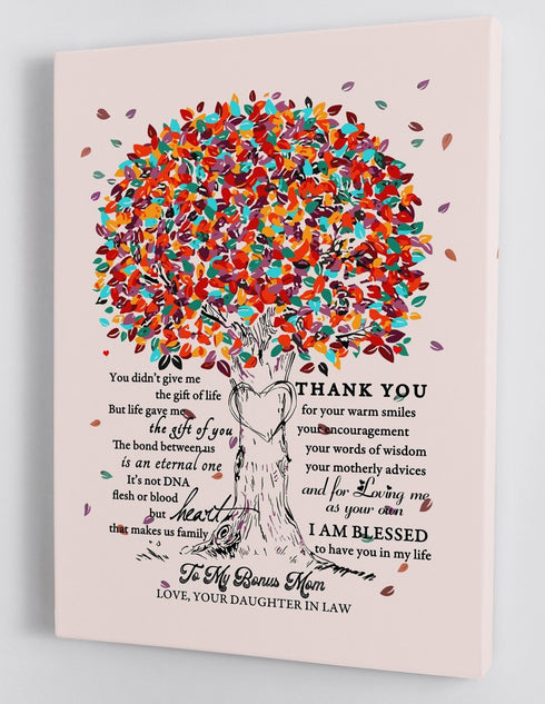 To My Bonus Mom - From Daughter in law - Mother's Day Framed Canvas Gift DM004