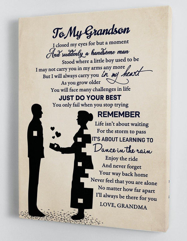 To My Grandson - From Grandma - Framed Canvas Gift GMS035 - DivesArt LLC