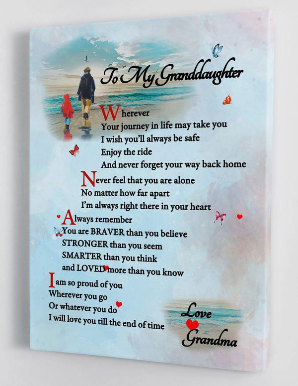 To My Granddaughter - From Grandma - Framed Canvas Gift GMD051 - DivesArt LLC