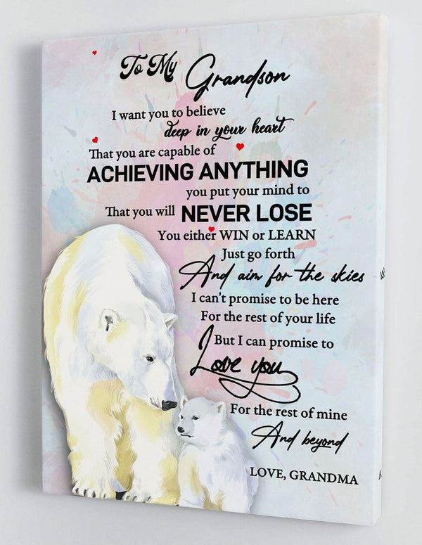 To My Grandson - From Grandma - Framed Canvas Gift GMS045 - DivesArt LLC