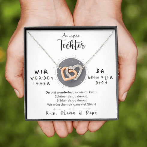 Silber Halskette - An unsere Tochter von Mama & Papa