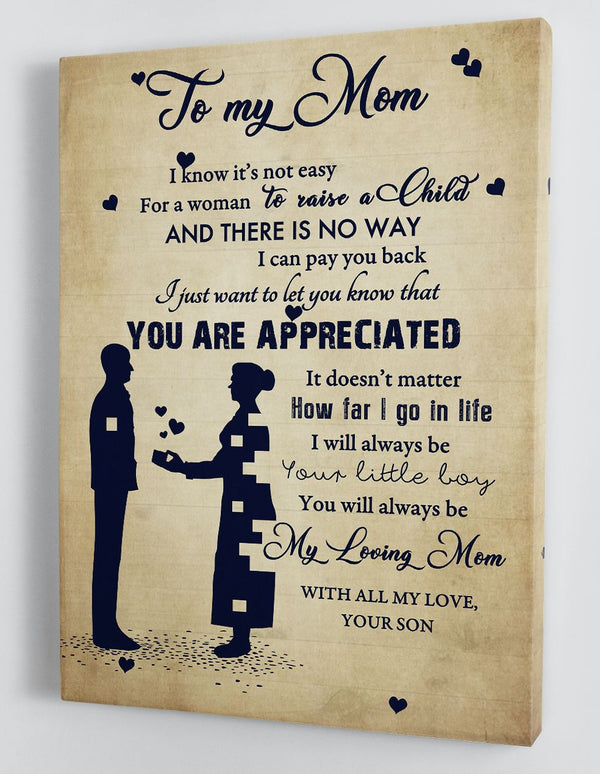 To My Mom - From Son - Framed Canvas Gift SM003