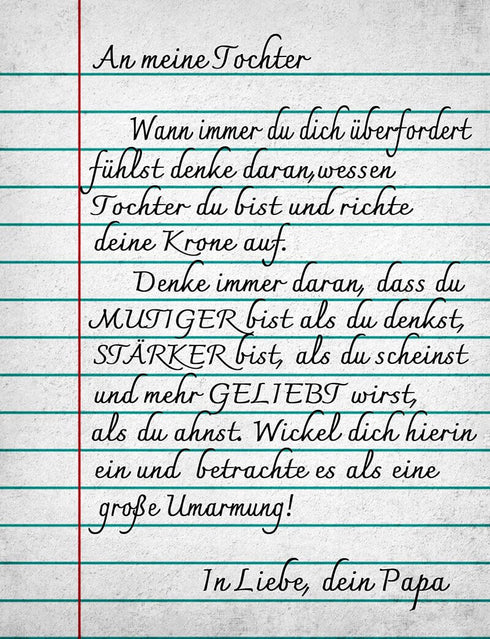 Divesart - Decke vom Vater an die Tochter - "Freundliche Worte an meine Tochter"