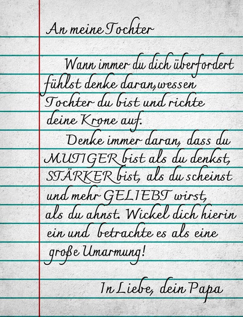 Divesart - Decke vom Vater an die Tochter - "Freundliche Worte an meine Tochter"