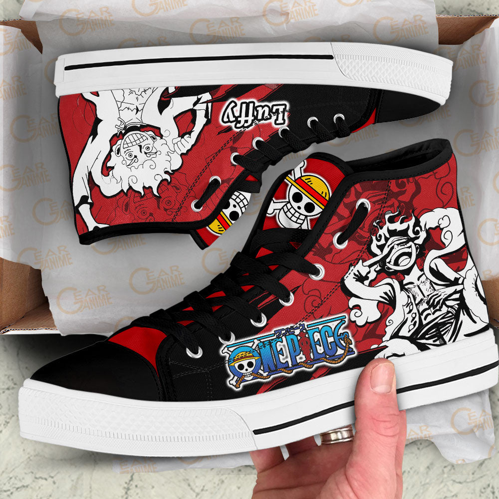 Ruffy Gear 5 High Top Shoes OP Custom Anime Sneakers Mix Manga – Divesart