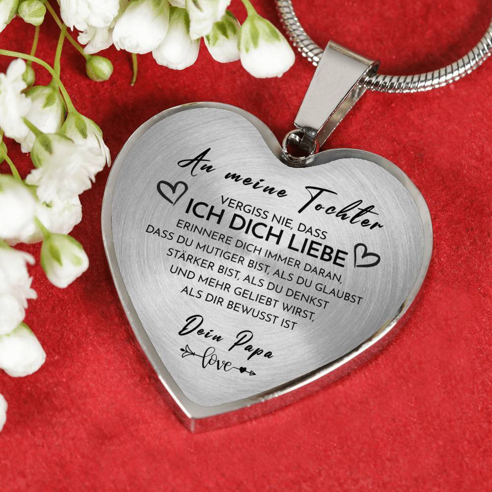 14k Weißgold Halskette - An Meine Tochter Von Papa - Löwe – Liebeselement